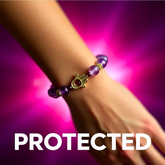 Flirty & Girly! Pretty in Pink! Hamsa Hand Protection Stretch Bracelet - Picture 9 of 11
